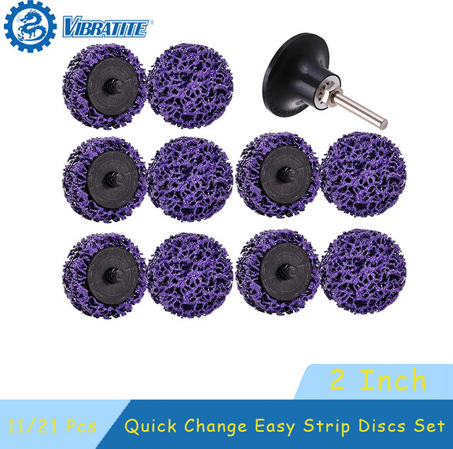 VIBRATITE 11/21-teiliges Schnellwechsel-Set mit Streifenscheiben und Farbabisolierrad für Bohrer und Stabschleifer, 2 Zoll - Bild 1