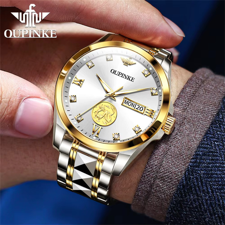 OUPINKE Armbanduhr, Automatik, Gold, Edelstahl, Herren - Bild 3