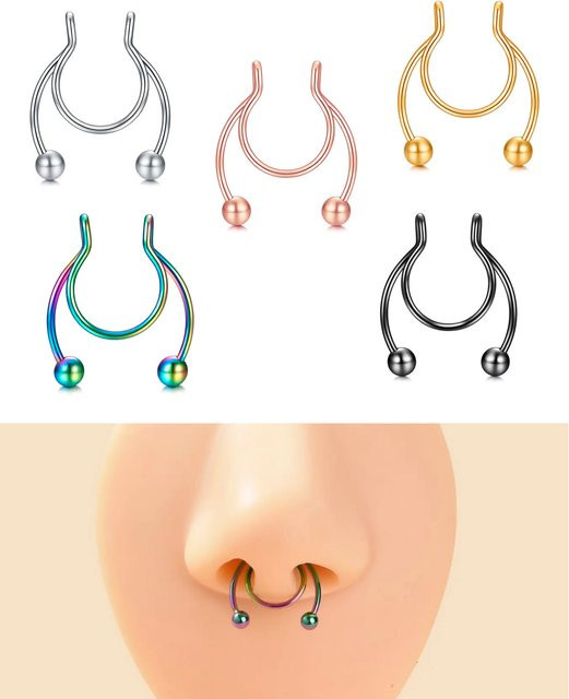 Fake-Nasenring Edelstahl, Bunt, Unisex - Bild 1