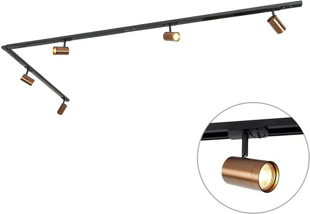 QAZQA Modernes 1 Phasen Schienensystem Jeana mit 5 dimmbaren Spots in Dunkelbronze - Bild 1