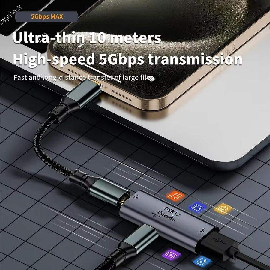 BSN USB-A und USB-C Signalverstärker mit 15 W Netzteil und 10 m Übertragungs-Extender für PC, Drucker und Spielsteuerungen - Bild 3