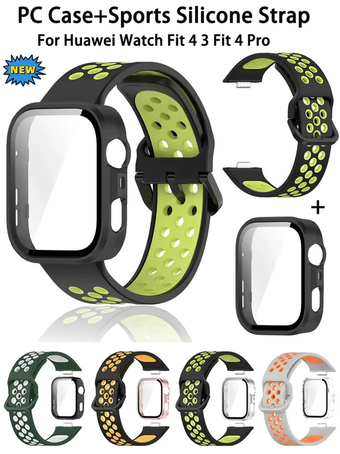 Silikonarmband mit Gehäuse für Huawei Watch Fit 4, Schwarz - Bild 3