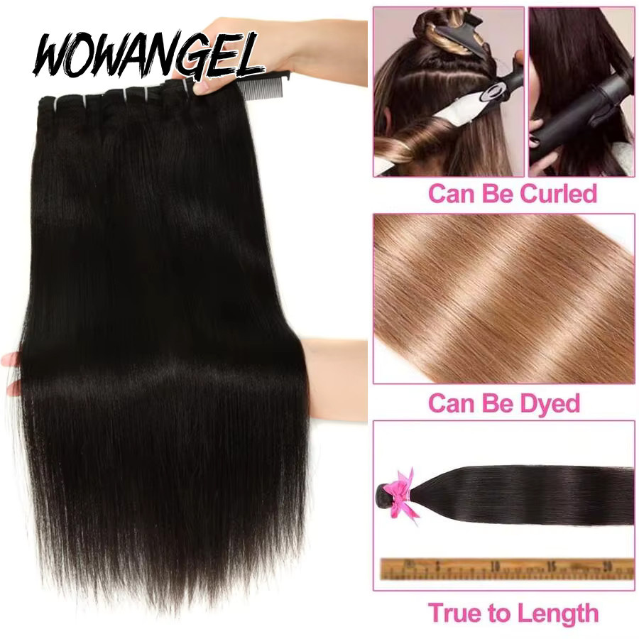 wowangel Haarverlängerung Yaki Straight HD Lace Frontal, Brasilianisches Echthaar - Bild 5