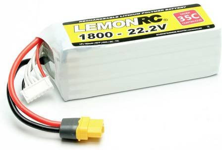 LemonRC LiPo Modellbau-Akkupack 22.2V 1800 mAh 6S 35C Softcase mit XT60 Anschluss in Weiß - Bild 1