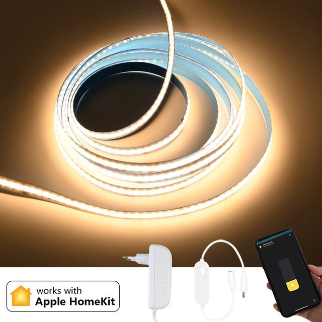 CENFAYA COB-LED-Streifen mit Homekit WiFi und Siri-Sprachsteuerung, Warmweiß, dimmbar, 3000 K-6500 K, 12 V - Bild 1