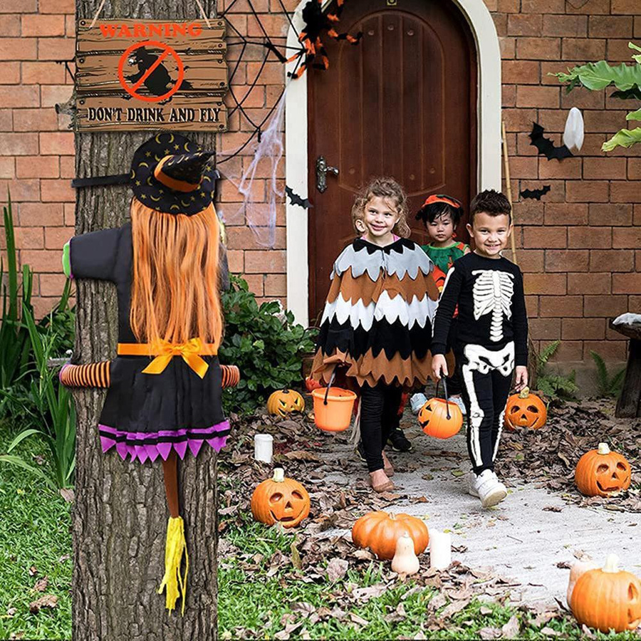 Tooarts Hexendekoration für Halloween in Violett mit Stern- und Monddruck aus Nylonstoff - Bild 2