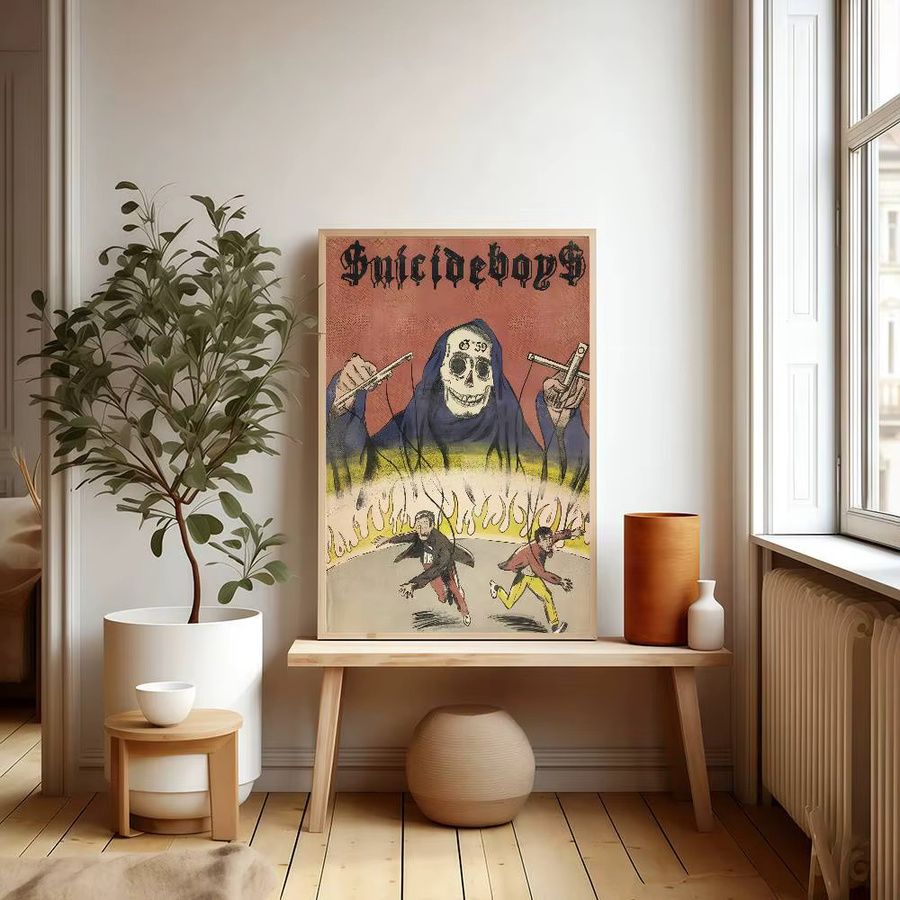 Singer Suicideboy Anime-Poster selbstklebende Wandkunst in HD-Qualität, Retro Illustration in Multicolour - Bild 3