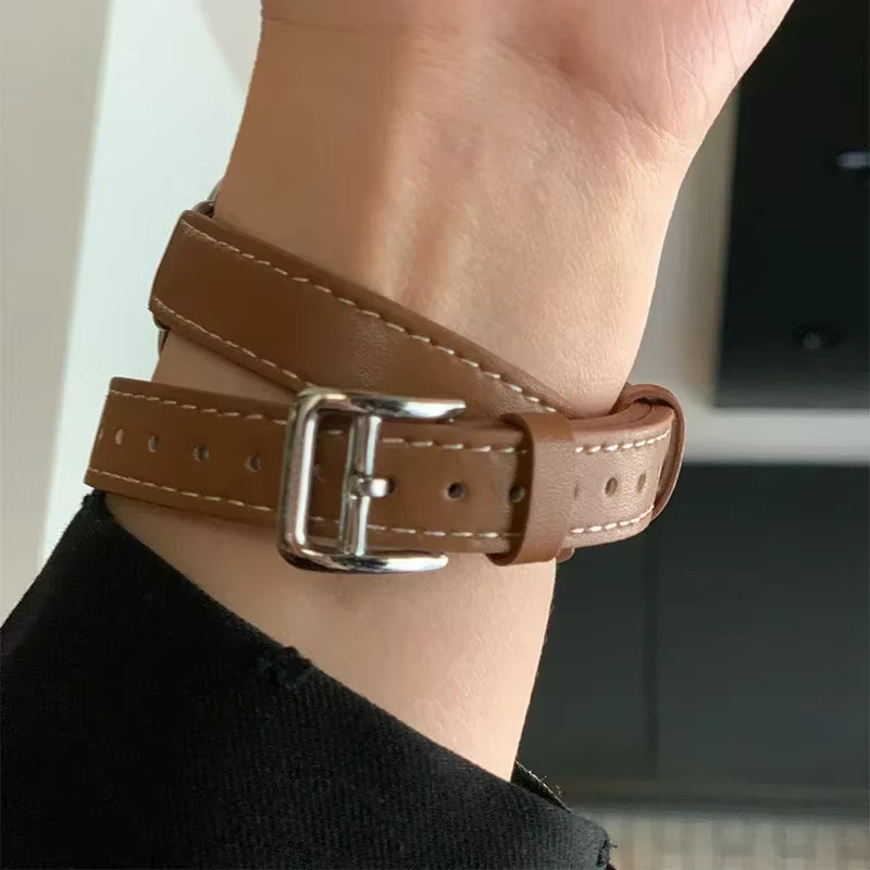 CAOWTAN Uhrenarmband Leder, Double Tour, Weiß, Unisex - Bild 3