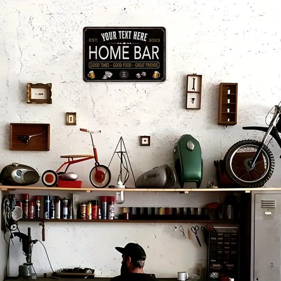 Personalisiertes Namensschild aus Metall von CIFBUY für Bar und Zuhause, modernes Wanddekor in Schwarz oder Weiß, rechteckig - Bild 2