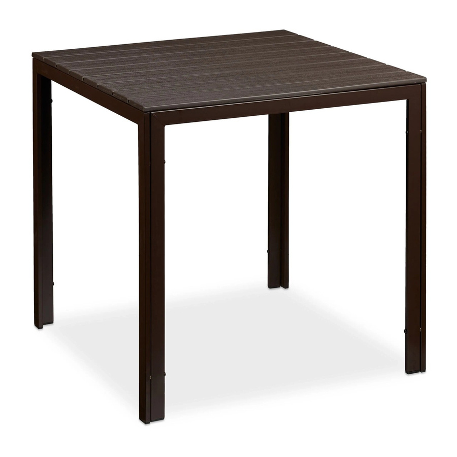 Relaxdays Gartentisch in Braun mit Holzoptik aus Stahl und Kunststoff, wetterfest und pflegeleicht, B/T/H: 77,5 x 77,5 x 74,5 cm - Bild 2