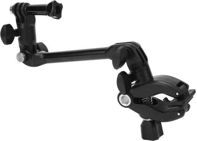 Verstellbare Kamera-Halterung für GoPro und Musikinstrumente mit festem Clip in Schwarz - Bild 1