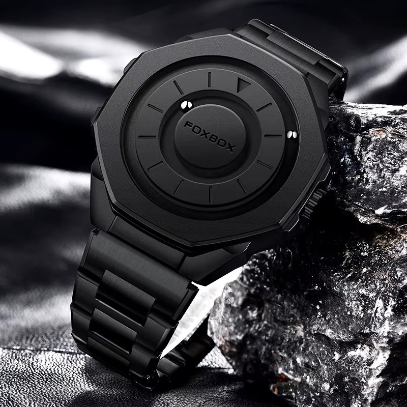 FOXBOX Armbanduhr, Quarz, Edelstahl, Silikon, Schwarz, Herren - Bild 2