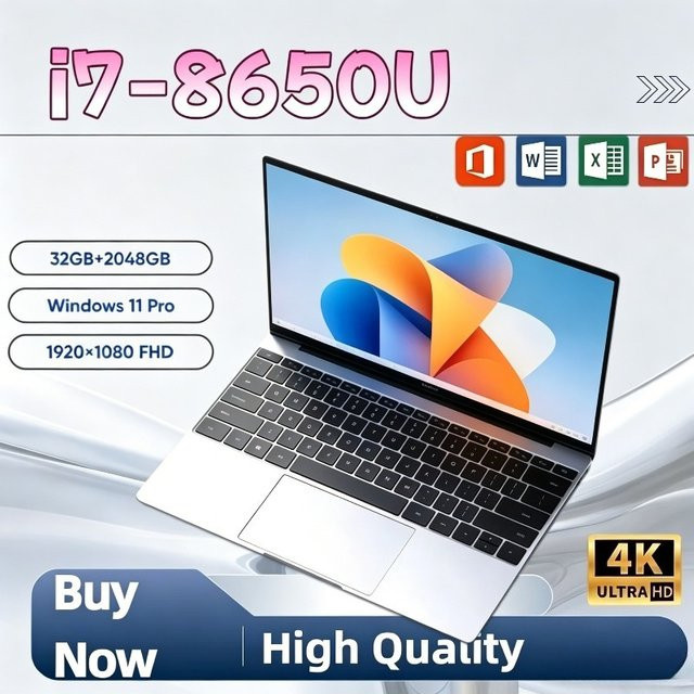 Lenovo Laptop 14,1 Zoll mit Intel i7-8650U, 32GB DDR4, 1TB SSD, Windows 11 Pro, Silber - Bild 1