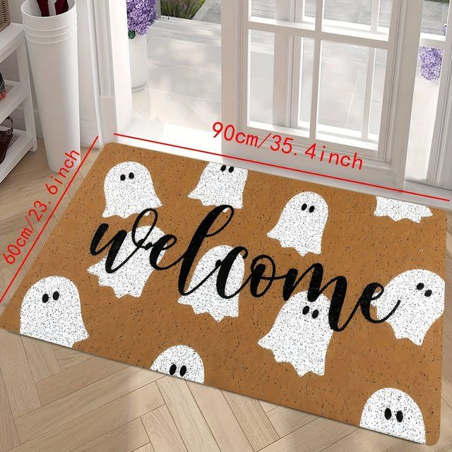 VIKamas Flanellteppich mit Halloween-Motiv als dekorativer Druckteppich für den Eingangsbereich und das Wohnzimmer - Bild 1