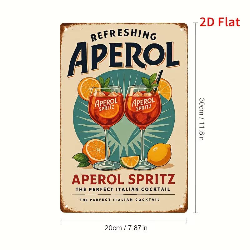 Vintage Aperol Spritz Logo Metall-Wandkunstschild, multicolor, B: 20,3 cm, H: 30,0 cm - Bild 2