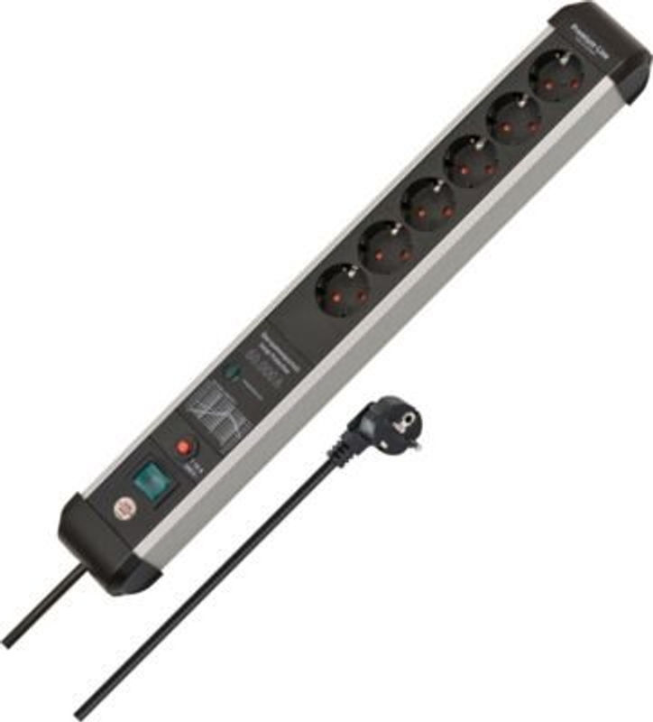 Brennenstuhl Überspannungsschutz-Steckdosenleiste Premium-Protect-Line 6-fach in Schwarz/Silber - Bild 2