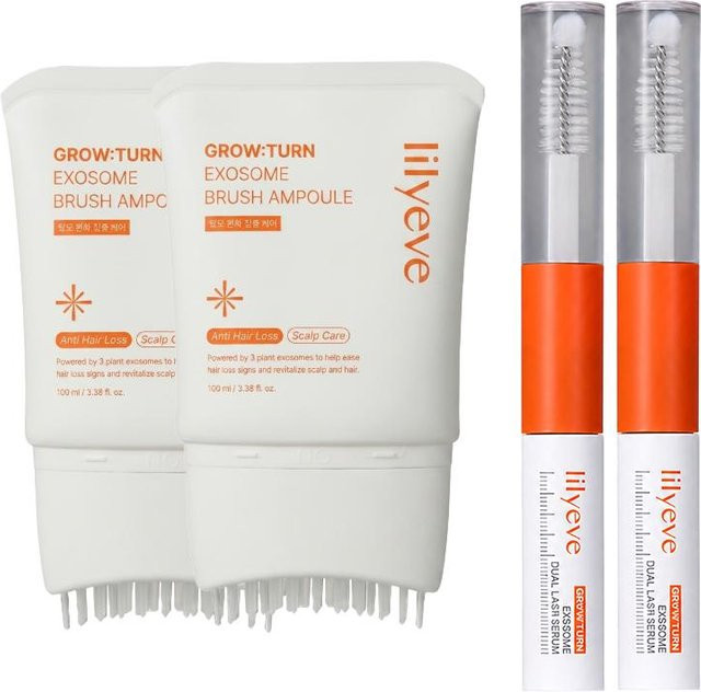 lilyeve Growturn Exosome Pinsel Ampulle und Dual Wimpernserum Set, Peptide - Bild 1