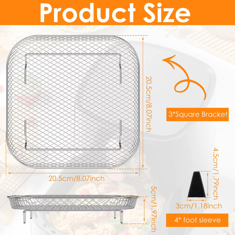 Willstar 3-teiliges Airfryer Zubehör Set aus Edelstahl, runde Stapelbare Racks und Tabletts, Silber - Bild 2