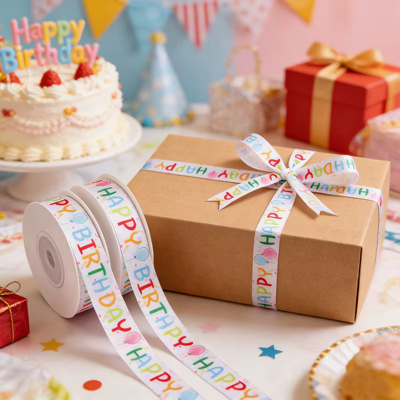 ZQNYCY Bunte Happy Birthday Dekorationsbänder für Geschenkverpackungen und Kindergeburtstage, 9,14 Meter, Mehrfarbig - Bild 2