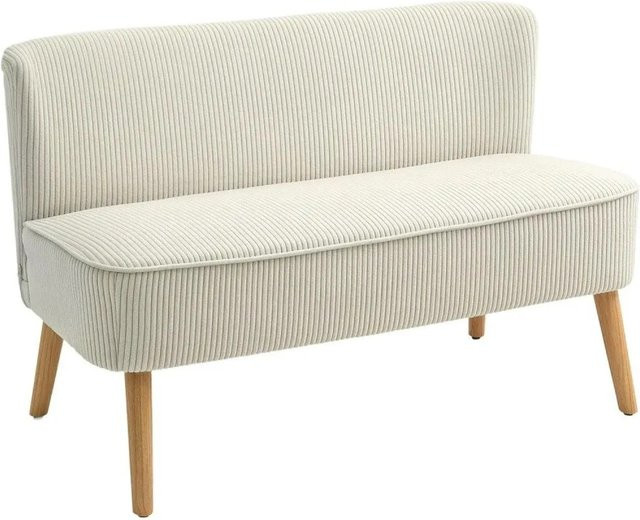 HOMCOM Sofa aus Holz und Stoff mit Schaumstoff in Cremeweiß, B/T/H: 117 x 56,5 x 77 cm - Bild 1