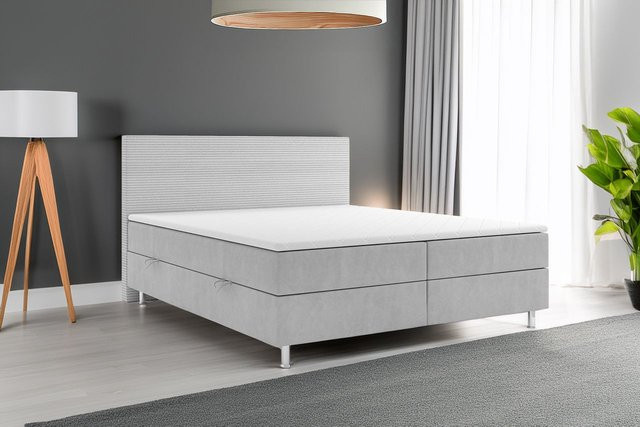 Boxspringbett PISA mit Bettkasten in Grau aus Webstoff, B/T/H: 180 x 200 x 110 cm - Bild 1