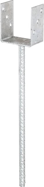 GAH Alberts U-Pfostenträger aus Stahl, feuerverzinkt, Farbe: Silber, B/T/H: 12,1 x 10,0 x 40,0 cm - Bild 1