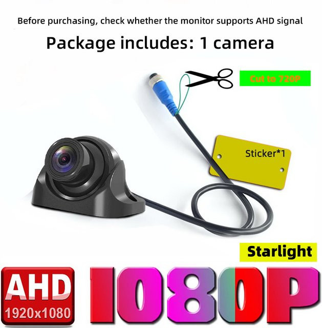 QXNY AHD Full HD Rückfahrkamera mit Nachtsicht in Schwarz für LKW, Bus, Wohnmobile und Pickups (1080P/720P) - Bild 1