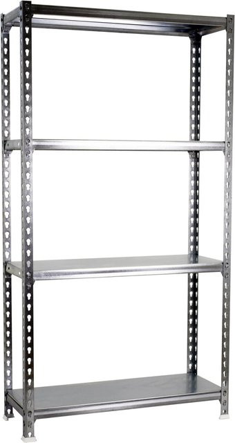 PROREGAL Schwerlastregal Mid Metal Shark, silber, H x B x T: 150 x 80 x 40 cm, verstellbare Fachlast 180 kg, pulverbeschichtet aus Metall - Bild 1