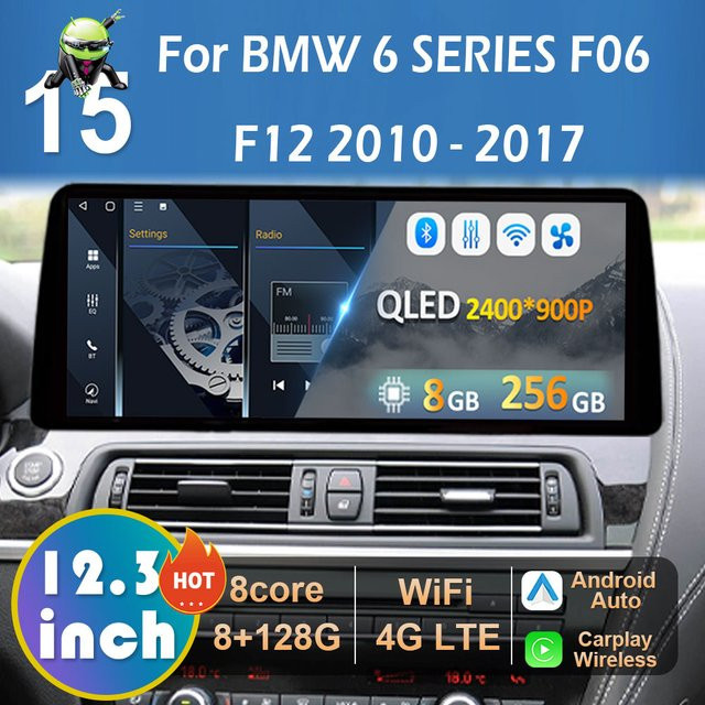 LIARO-NAVI Android 15 4G Multimedia Video Player für BMW 6er Serie F06 F12 (2010–2017) mit QLED Touchscreen und CIC NBT System, Schwarz - Bild 1