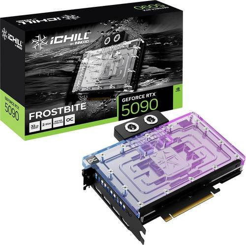 Inno 3D Grafikkarte RTX 5090 iChill Frostbite mit 32GB GDDR7-RAM, PCIe x16, HDMI 2.1 und DisplayPort 2.1, Multicolor - Bild 1