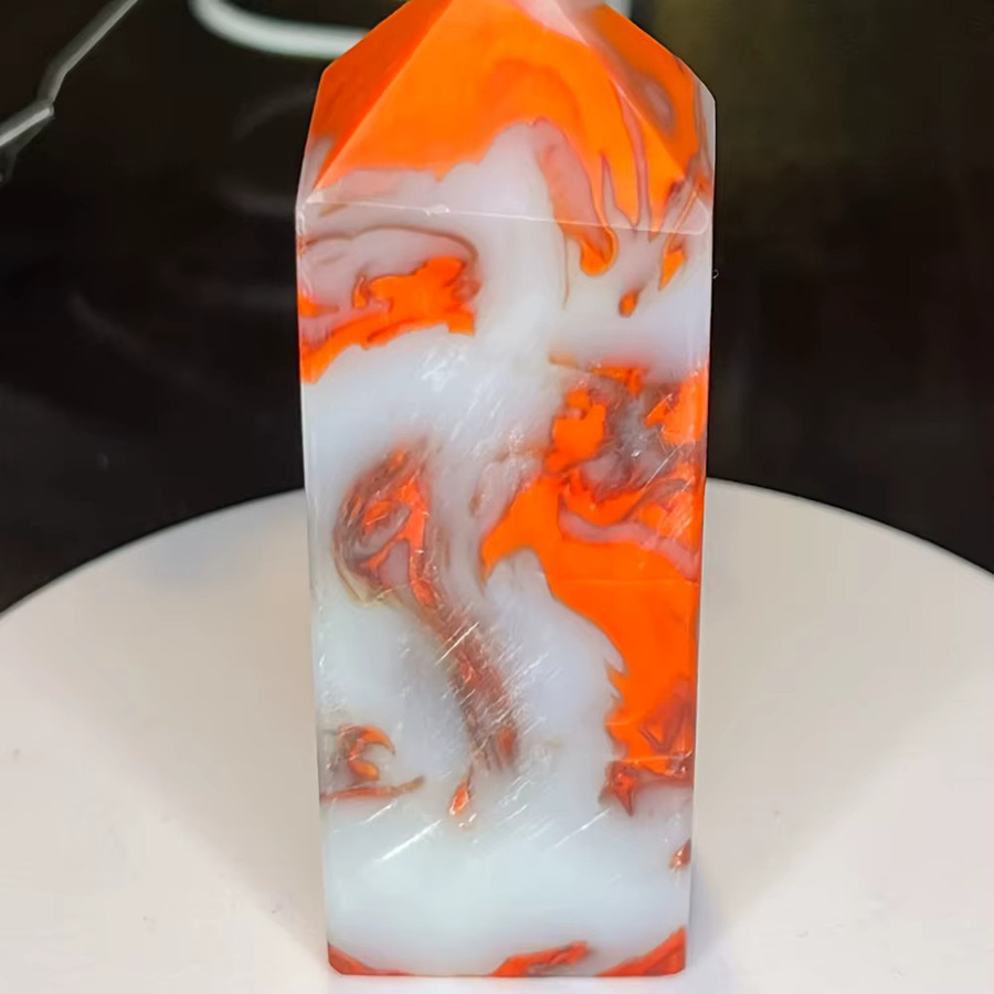 CRYSTALHOLA Hühnerblut-Achat-Kristallturm in Weiß und Orange als dekorative Kristallspitze aus Stein - Bild 2