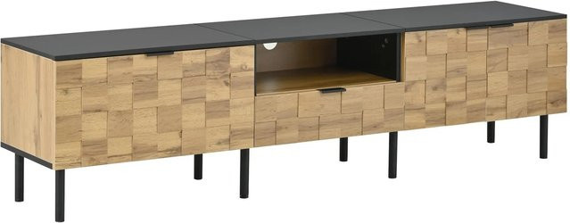 okwish TV Schrank Mosaik in Natur mit 2 Türen, Schublade und offenem Fach, Metallfüße, B/T/H: 170 x 44,5 x 35 cm - Bild 1