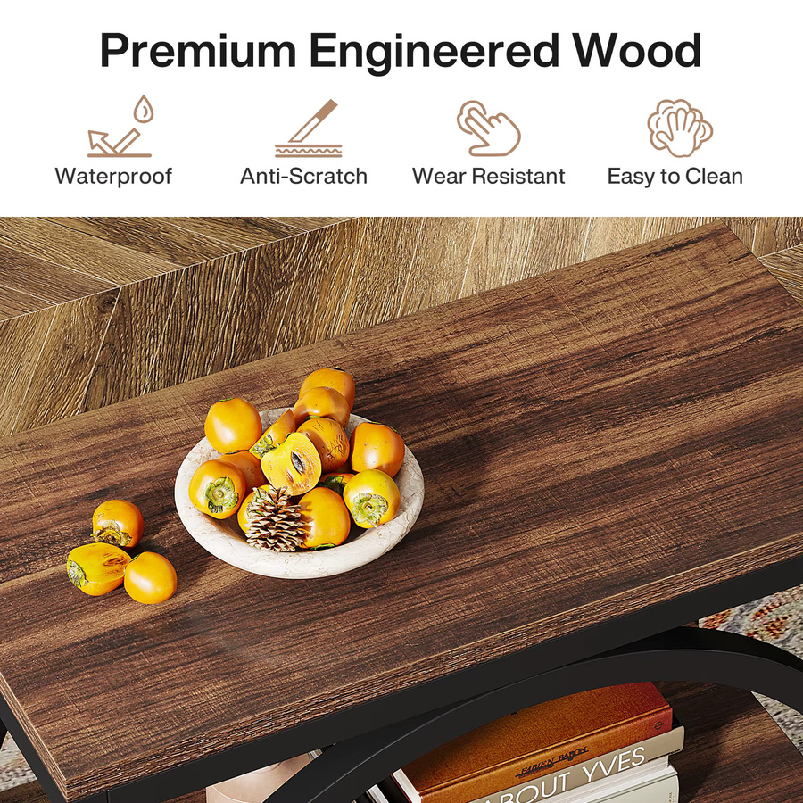 Tribesigns 3-stöckiger Beistelltisch im Industrial-Design aus Holz und Metall, Farbe: Braun/Eiche mit schwarzem Rahmen - Bild 4