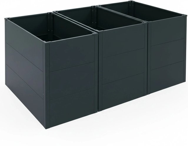3er-Set MCW Metallhochbeet P64 für Gemüse und Blumen, Farbe: Grün, H x B x T: 100 x 77 x 150 cm - Bild 2