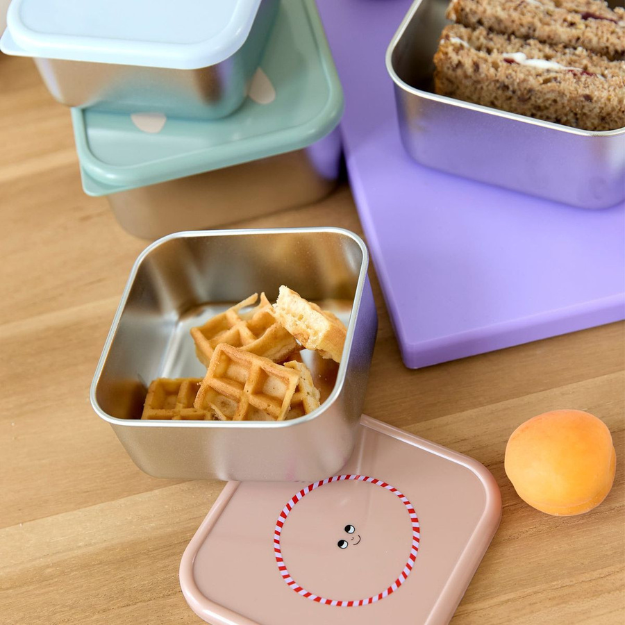 Lässig 3-tlg. Edelstahl-Snackboxset Tiny Team Cat in Orange und Purple - Bild 2