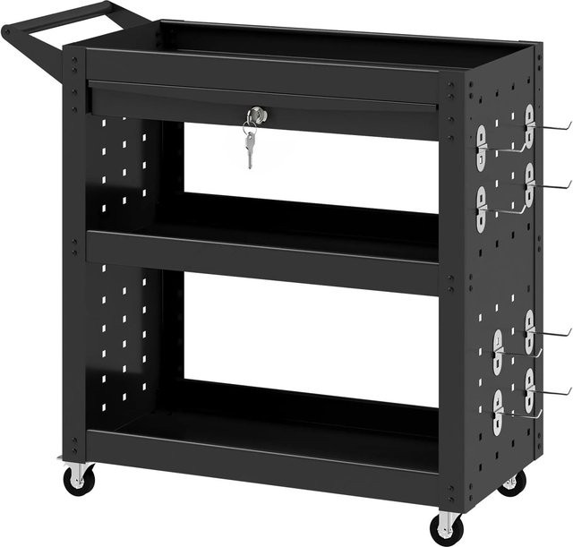 HOMCOM Werkstattwagen aus Stahl und Kunststoff in Schwarz, B/T/H: 35 x 78 x 73 cm - Bild 1