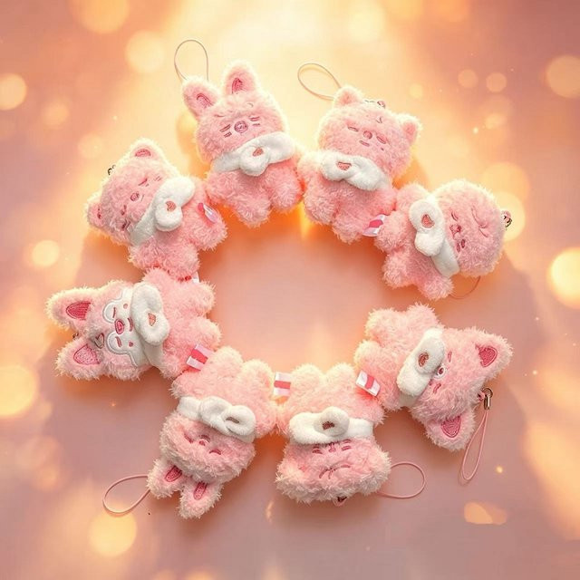 SKZOO Mini Plüschpuppe, Schlüsselanhänger, Rosa, Tiere - Bild 1