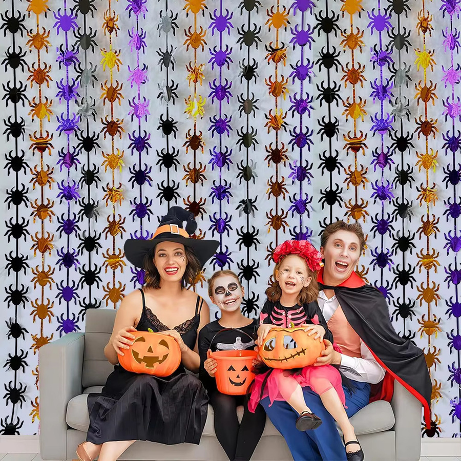 Runto Halloween Party Hintergrundfolie mit Kürbis, Fledermaus und Spinne, B x H: 200 x 100 cm - Bild 2
