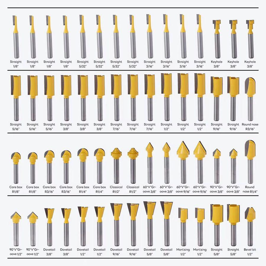 Podofo 100-teiliges Schaftfräser-Set mit 1/4 Zoll Schaft und Hartmetallspitzen für Holzbearbeitung, Kantenfräsen, Nutenfräsen, Schnitzen und Dekorieren - Bild 3