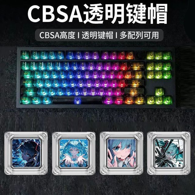 Bandai Hatsune Miku Transparente Mechanische Tastatur-Tastenkappen mit Kreuzschalter zum Austausch und Anpassen - Bild 1