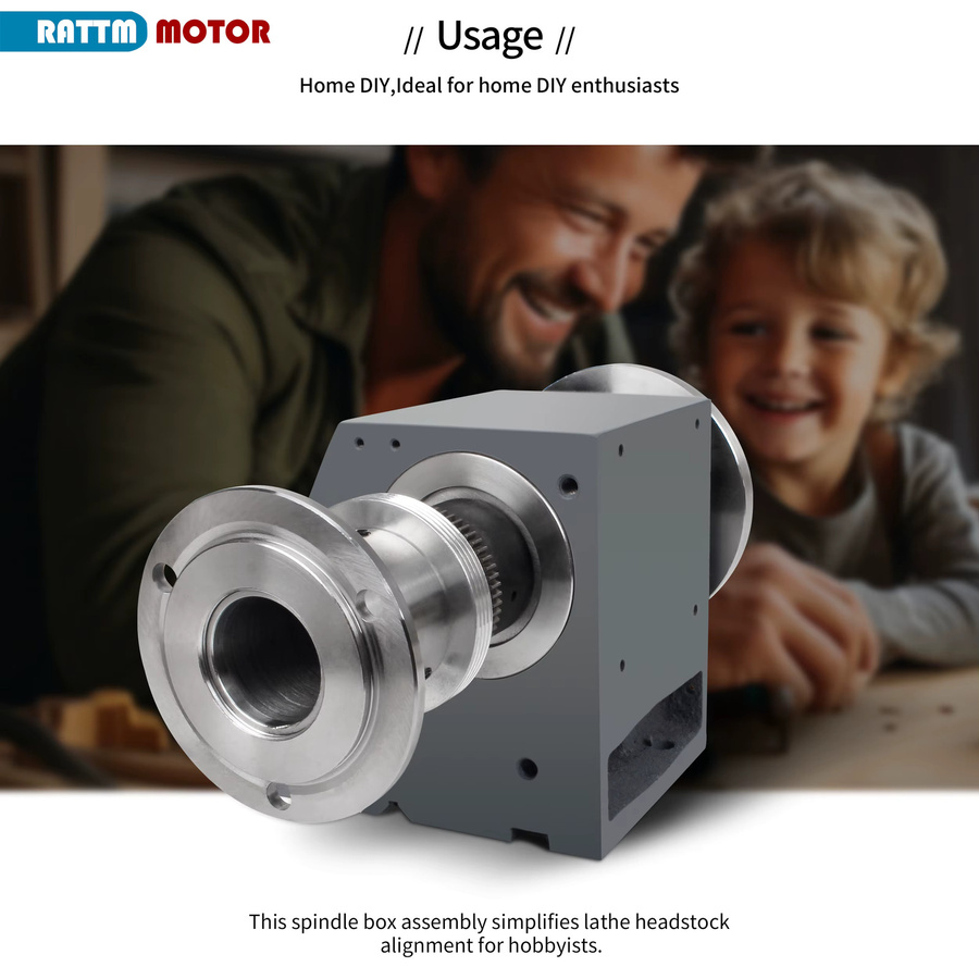 RATTMMOTOR Doppelseitige Welle 125 mm Spindelkastenbaugruppe mit 38 mm Durchgangsloch für WM210 CD-210V MX-210V Drehmaschinen - Bild 5