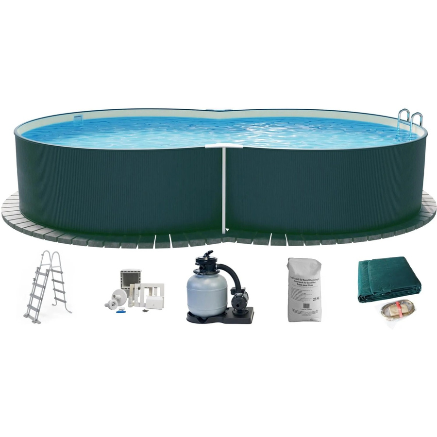 Waterman Stahlwandpool Set 6-teilig in Achtform, Farbe Anthrazit und Sand, B/T/H: 650 x 420 x 120 cm - Bild 2