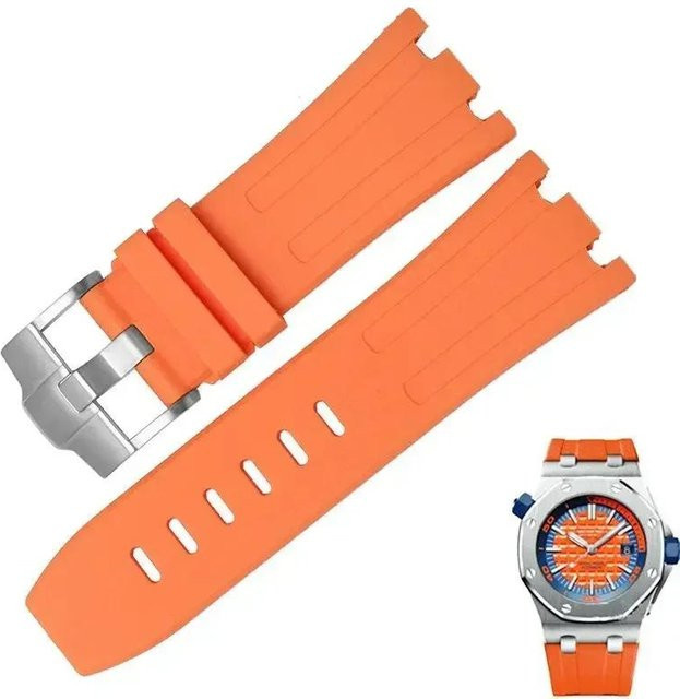 Uhrenarmband Silikon, orange, silberne Schließe, 28 mm, Herren - Bild 1