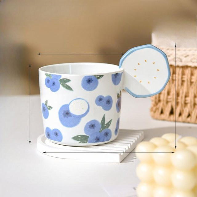 Kreative Frucht-Keramiktasse in Multicolour und Weiß, 500 ml - Bild 1