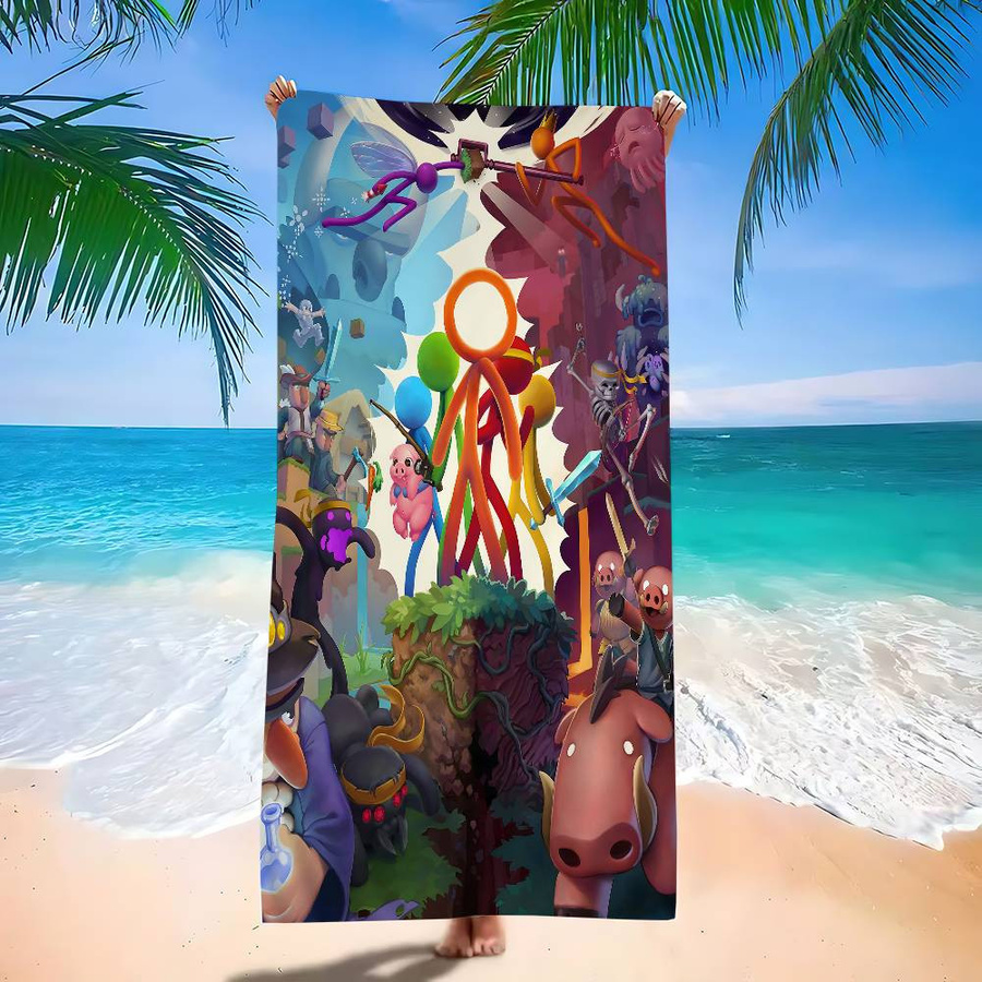 A-Alan Becker Mikrofaser Strandtuch bedruckt, weich und saugfähig für Yoga, Schwimmen und Sport, Farbe: weiß/mehrfarbig, B: 40 cm, H: 60 cm - Bild 3
