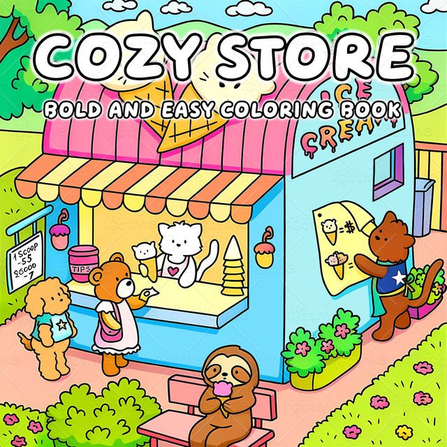 Malbuch für Erwachsene mit gemütlichen Alltagsaktivitäten, COSY STORE - Bild 1