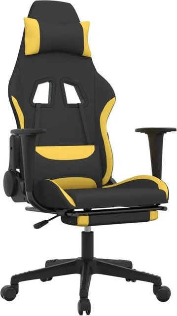 vidaXL Gaming-Stuhl Modell 1 in Schwarz und Gelb mit Stoffbezug, Fußstütze und Kopfstütze - Bild 1
