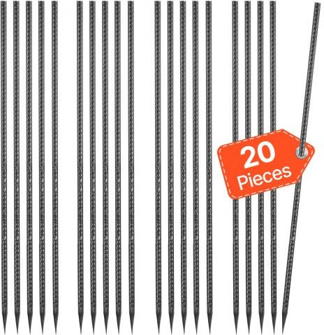 VEVOR 20er Pack I-Typ Bodenanker aus verzinktem Stahl, Erdanker mit Meißelspitze für Zelte, Zäune und Garten, Farbe: Schwarz, Höhe: 60,96 cm - Bild 1