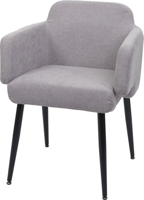CHEFGASTRO Esszimmerstuhl mit Armlehnen in Grau, Polsterstuhl aus Stoff und Metall, B/T/H: 77 x 57 x 56 cm, Sitzhöhe: 48 cm - Bild 1