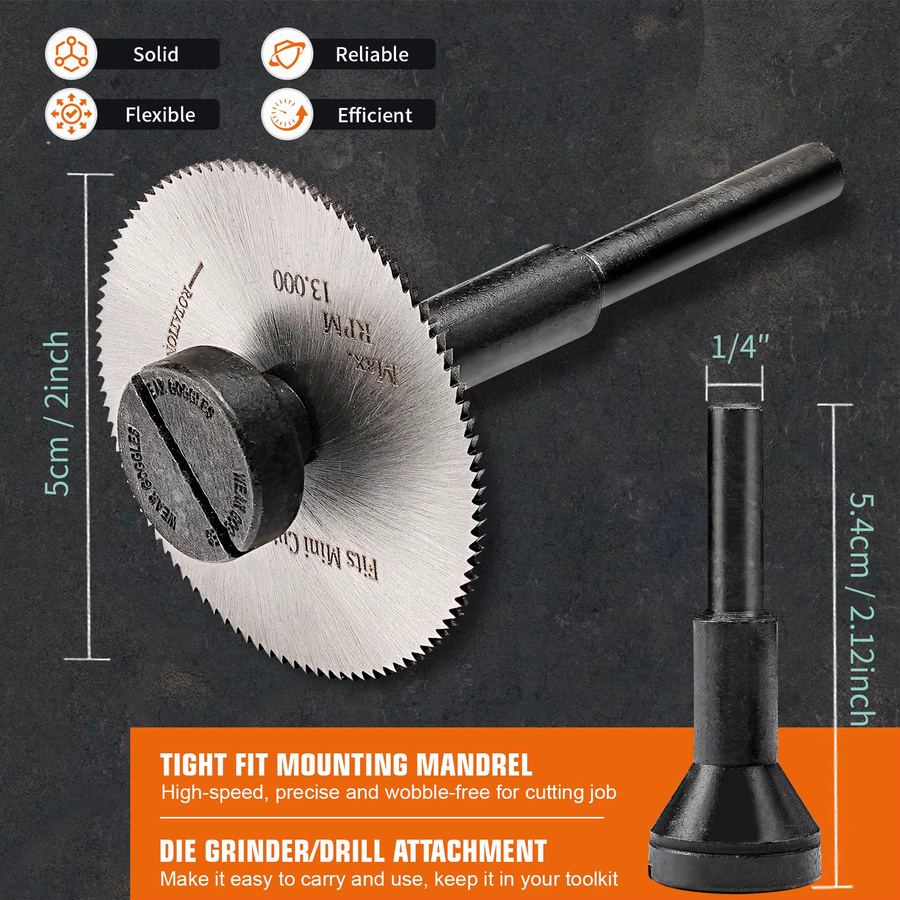 NuoDunco 6er-Set Mini Kreissägeblätter 50 mm für Bohrer und Tischsägen zum Schneiden von Holz, Metall und PVC, Farbe: Silber - Bild 2